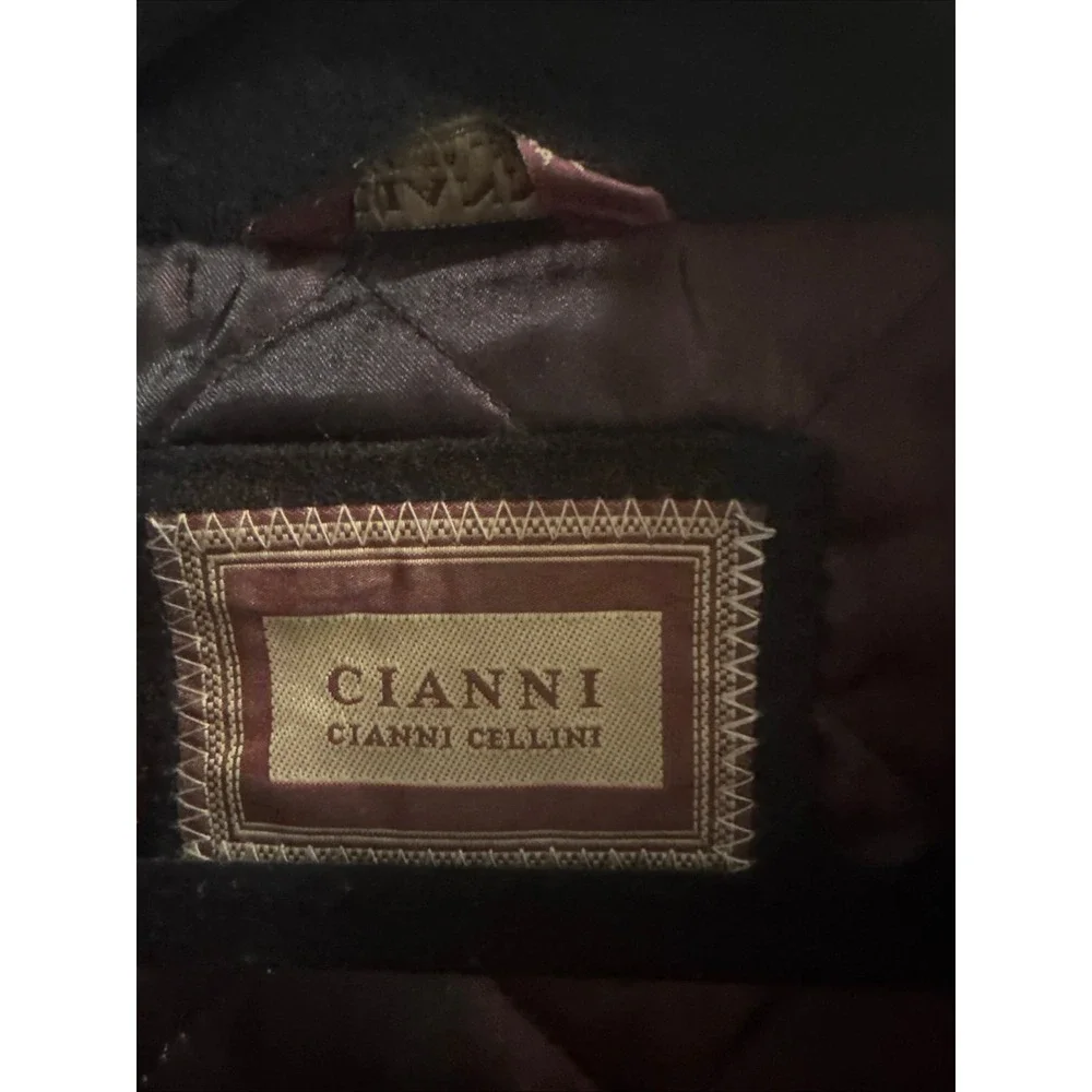 Cianni Cellini Men's Black Wool Coat Size 52R Designed In Italy EUC